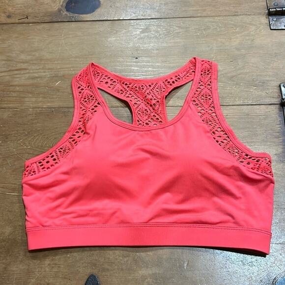 Woman’s Lace-back Coral Sports bra Size Large - Picture 1 of 6